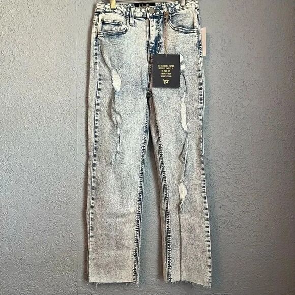 Indigo Rein Organic Cotton Size 3 Acid Wash Super High Rise Straight Leg Jean - Picture 1 of 5